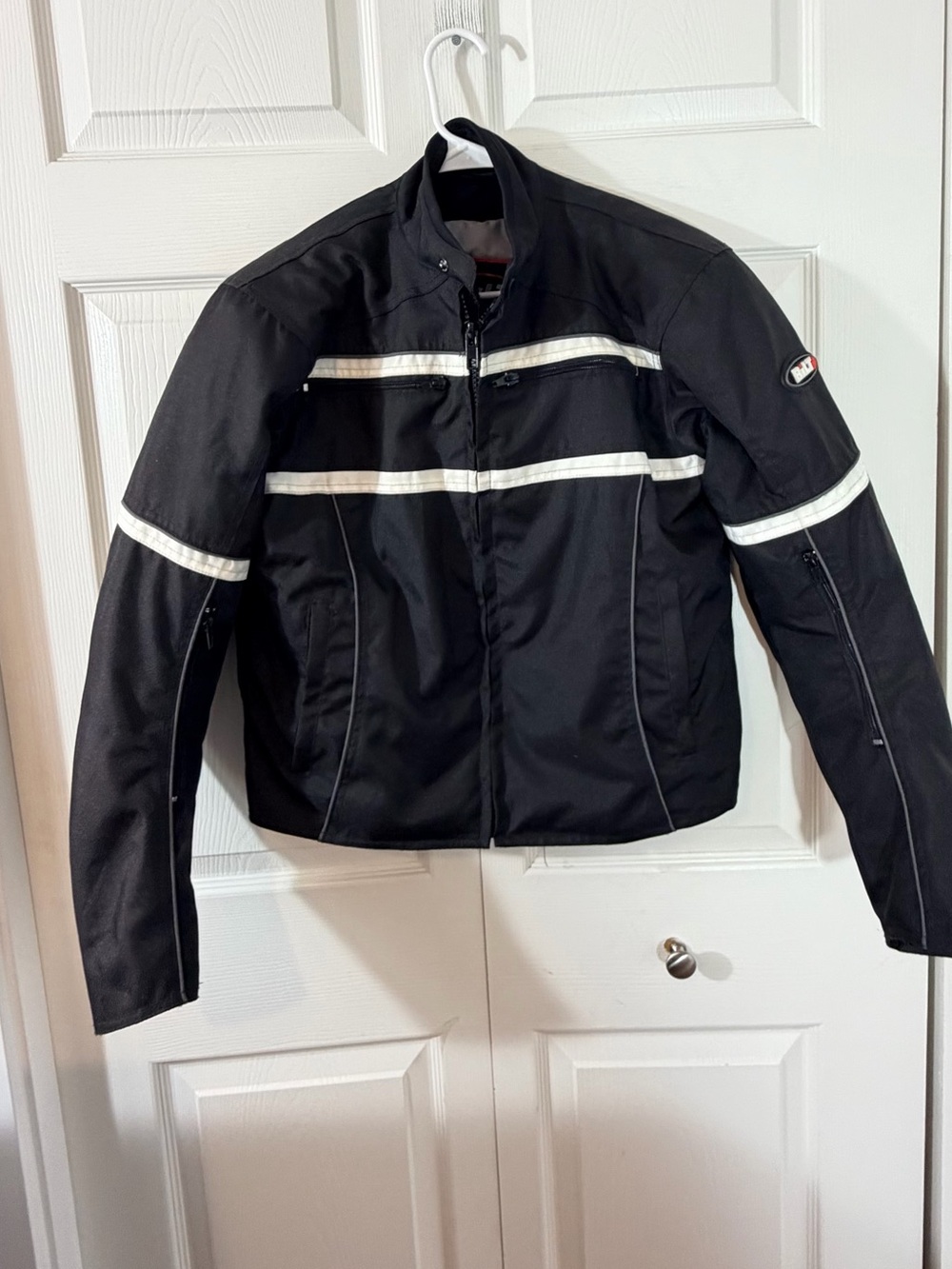 BILT Mens Waterproof Armored Motorcycle Jacket Black White Medium with Liner